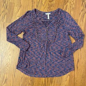 Matilda Jane Purple Heather Planetarium Button-Front Long-Sleeve Top Small